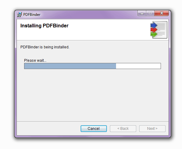 процесс установки программы PDFBinder